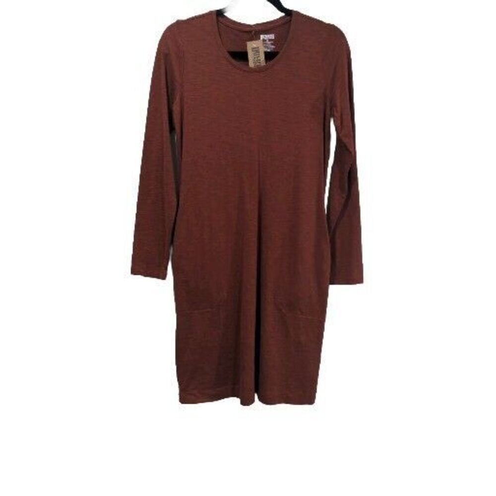 NWT Duluth Womens LS Knit Dress Size XS Burnt Orange Casual UPF 30 Pockets